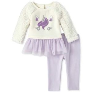 3-6M | Glitter unicorn Sherpa tutu sweater set
